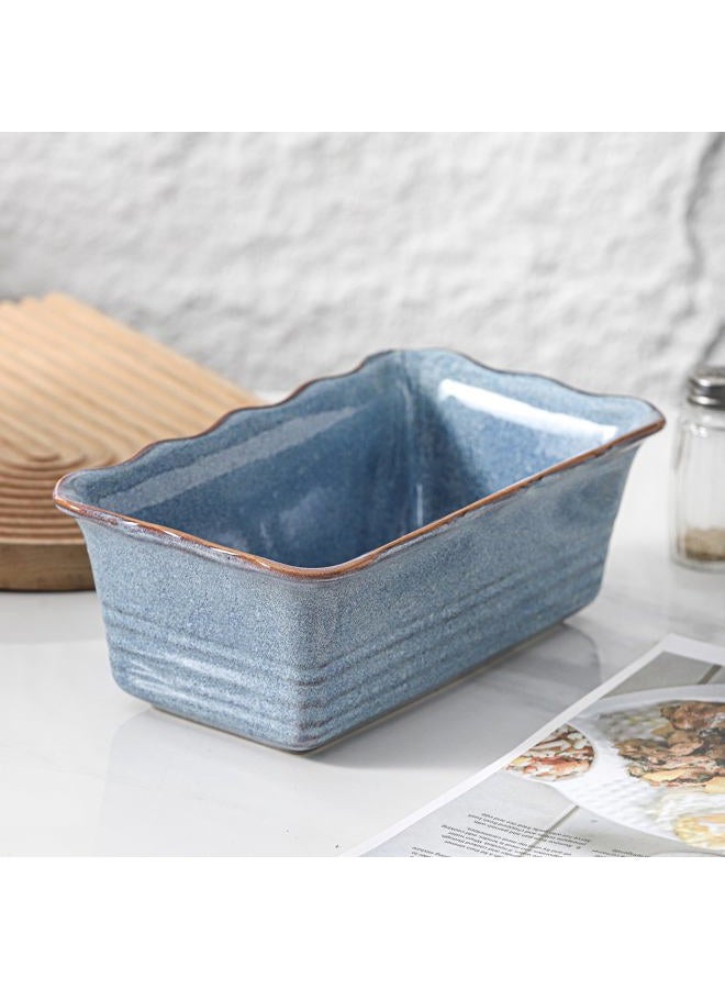 HVH Ceramic Loaf Pan for Baking Bread, Rectangular Baking Bread Loaf Pan, 9 x 5 inch Bread Pan, Bread Baking Pan for Cooking, Wave Series, Farmhouse Style (Wabi sabi) - Image 2