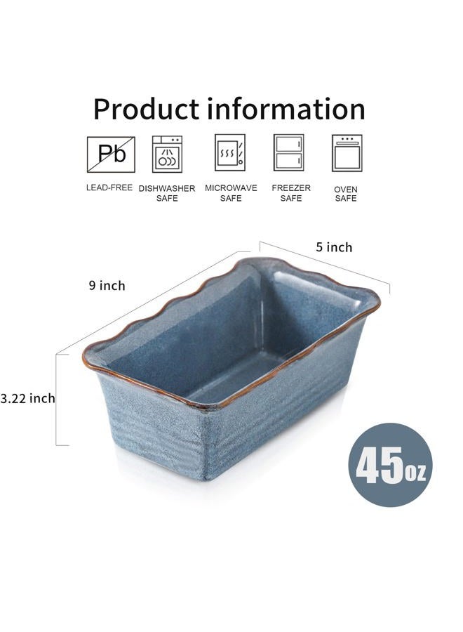 HVH Ceramic Loaf Pan for Baking Bread, Rectangular Baking Bread Loaf Pan, 9 x 5 inch Bread Pan, Bread Baking Pan for Cooking, Wave Series, Farmhouse Style (Wabi sabi) - Image 4