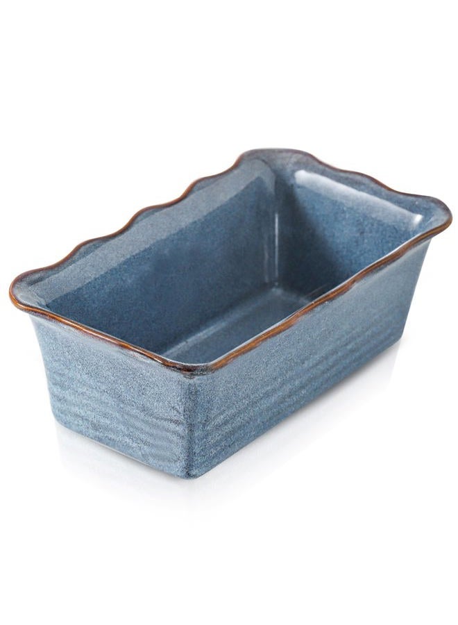 HVH Ceramic Loaf Pan for Baking Bread, Rectangular Baking Bread Loaf Pan, 9 x 5 inch Bread Pan, Bread Baking Pan for Cooking, Wave Series, Farmhouse Style (Wabi sabi) - Image 1