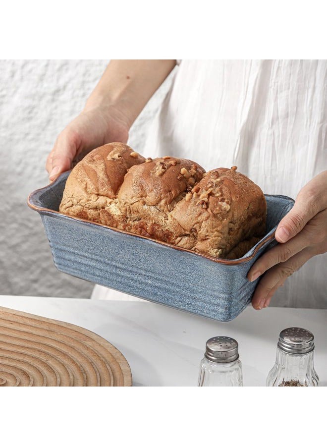 HVH Ceramic Loaf Pan for Baking Bread, Rectangular Baking Bread Loaf Pan, 9 x 5 inch Bread Pan, Bread Baking Pan for Cooking, Wave Series, Farmhouse Style (Wabi sabi) - Image 3