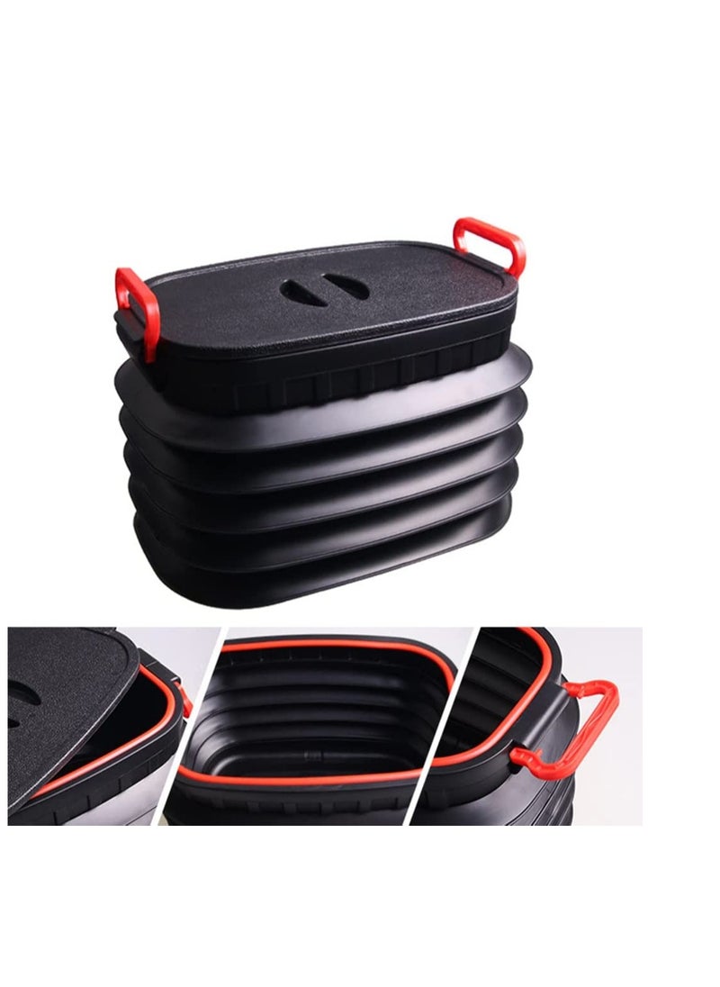 SYOSI - Folding Water Bucket with Lid, Collapsible Wash Bin, Multifunction Bucket for Camping Hiking, Outdoor Special Car Retractable Fishing Folding Bucket, Portable Cleaning Bucket, 18L, Black - Image 1