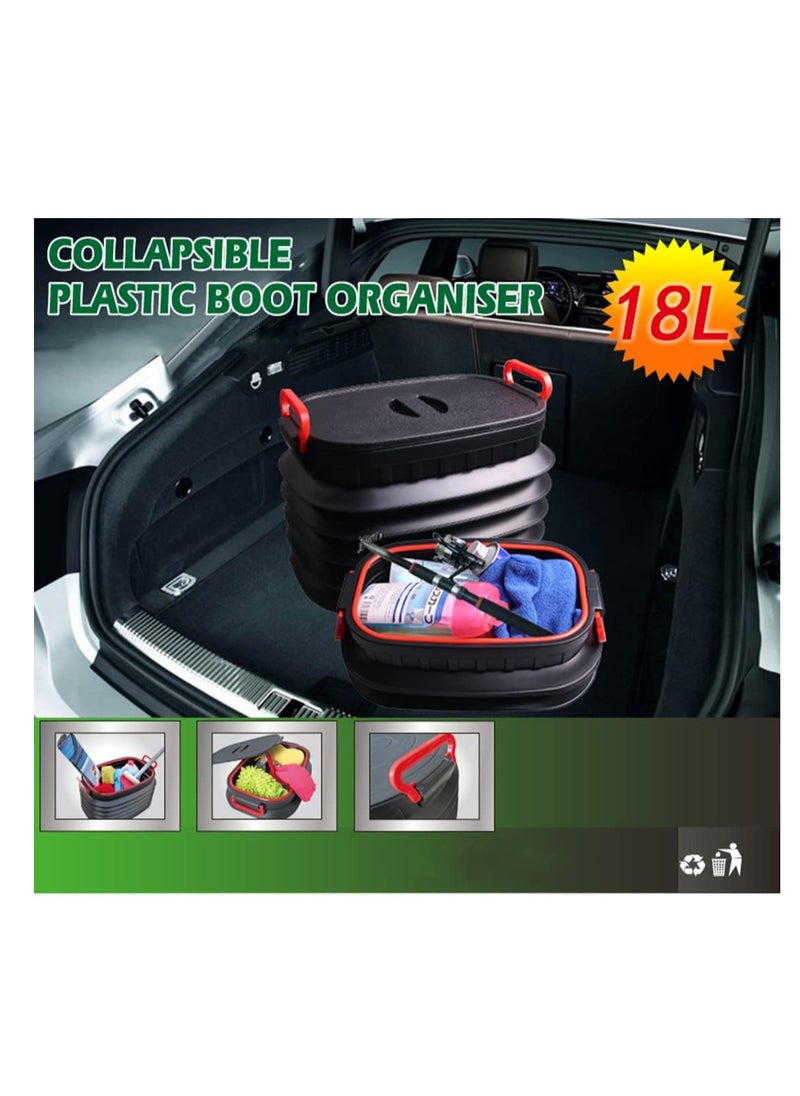 SYOSI - Folding Water Bucket with Lid, Collapsible Wash Bin, Multifunction Bucket for Camping Hiking, Outdoor Special Car Retractable Fishing Folding Bucket, Portable Cleaning Bucket, 18L, Black - Image 1