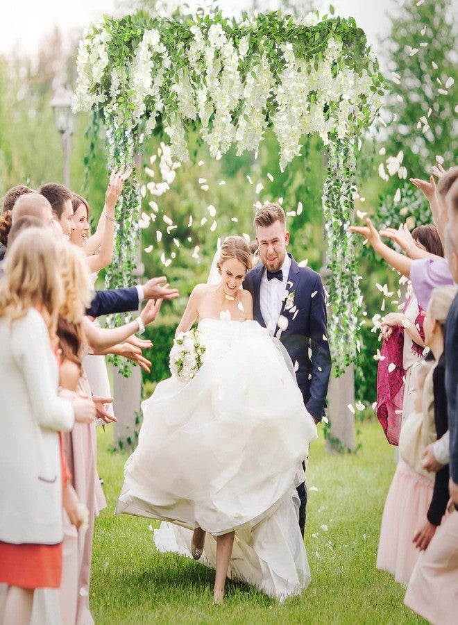Findosom Wisteria Artificial Flowers Garland, 5Pcs Total 36FT White Wisteria Hanging Flowers, Flower Garland Decorations for Home Garden Outdoor Ceremony Wedding Arch Decoration - Image 5