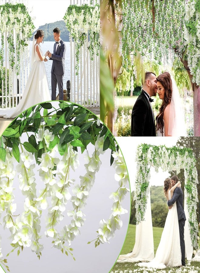 Findosom Wisteria Artificial Flowers Garland, 5Pcs Total 36FT White Wisteria Hanging Flowers, Flower Garland Decorations for Home Garden Outdoor Ceremony Wedding Arch Decoration - Image 4