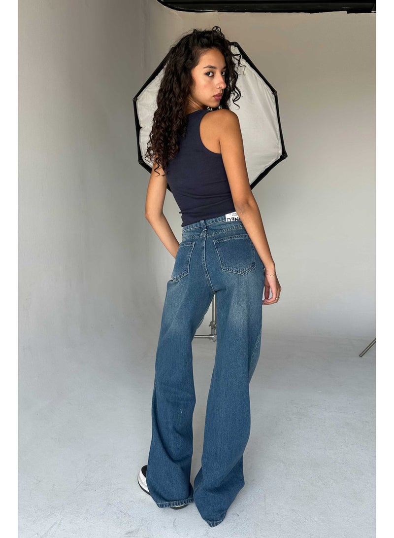 CIZARO Baggy - High-Waist Old School Blue Jeans  - Image 3