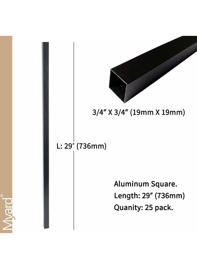 Myard 29 Inches Estate Square Aluminum Deck Balusters for Decking Railing Patio Fence, Modern Look (25-Pack, Matte Black) - Image 2