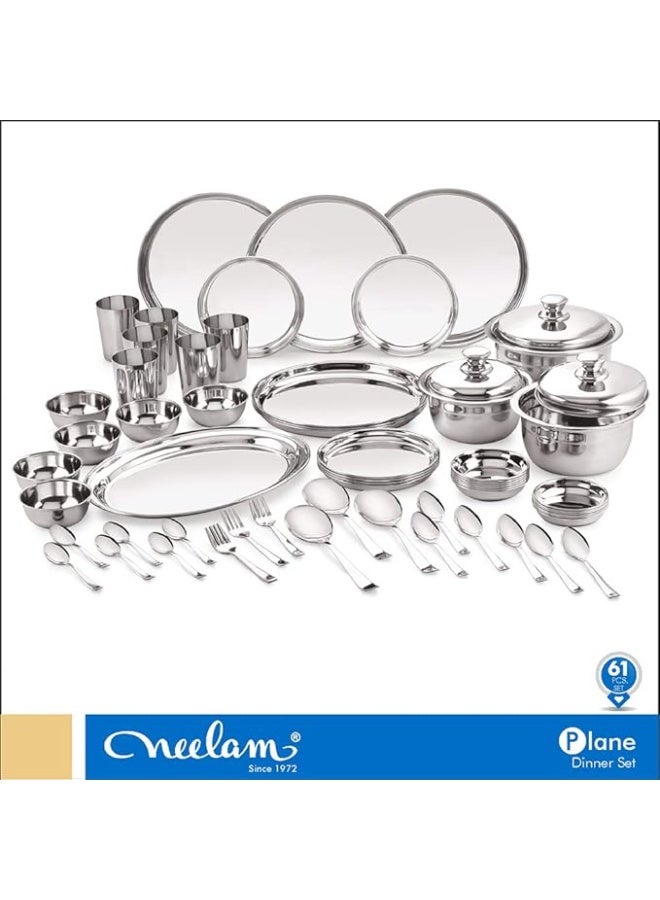 Neelam Stainless Steel Premium Dinner Set (Set of 61 Pcs) - Image 2