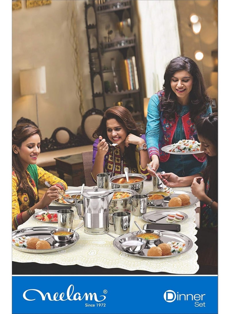 Neelam Stainless Steel Premium Dinner Set (Set of 61 Pcs) - Image 3