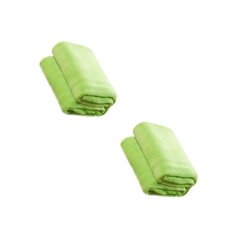 2pcs Color Flannel Fleece Blanket Couch Color Bed Blanket Sheet 100x140cm (Green) - Image 1