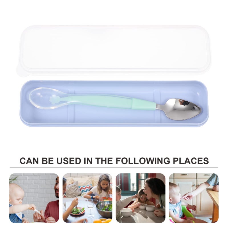 Double Headed Baby Spoon and Scraper Set with Storage Box Encourages Independent Eating - Image 3