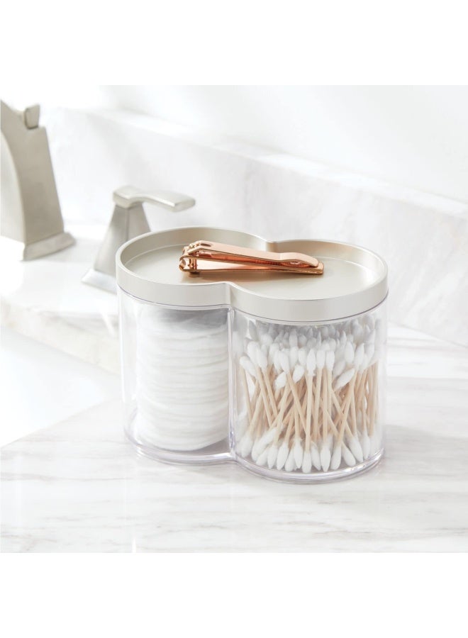 mDesign Plastic Canister Jar Organizer Set with Storage Lid Home Decor Holder for BathroomRestroom Vanity Countertop Cabinet Holds Cotton Balls Soap Lumiere Collection ClearMatte Satin - Image 3