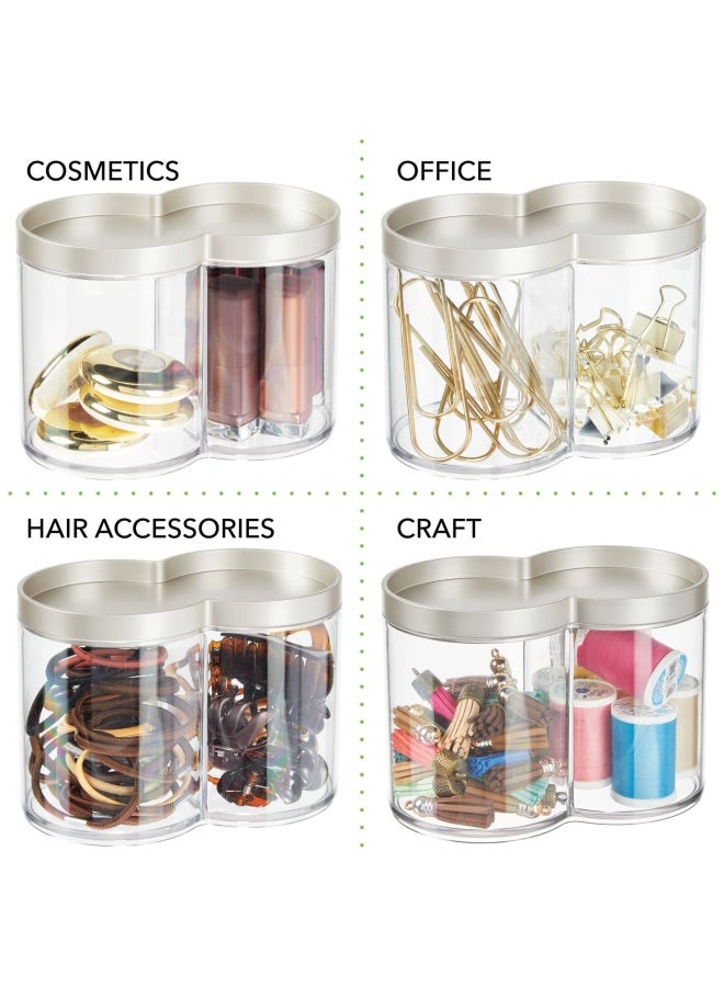 mDesign Plastic Canister Jar Organizer Set with Storage Lid Home Decor Holder for BathroomRestroom Vanity Countertop Cabinet Holds Cotton Balls Soap Lumiere Collection ClearMatte Satin - Image 5