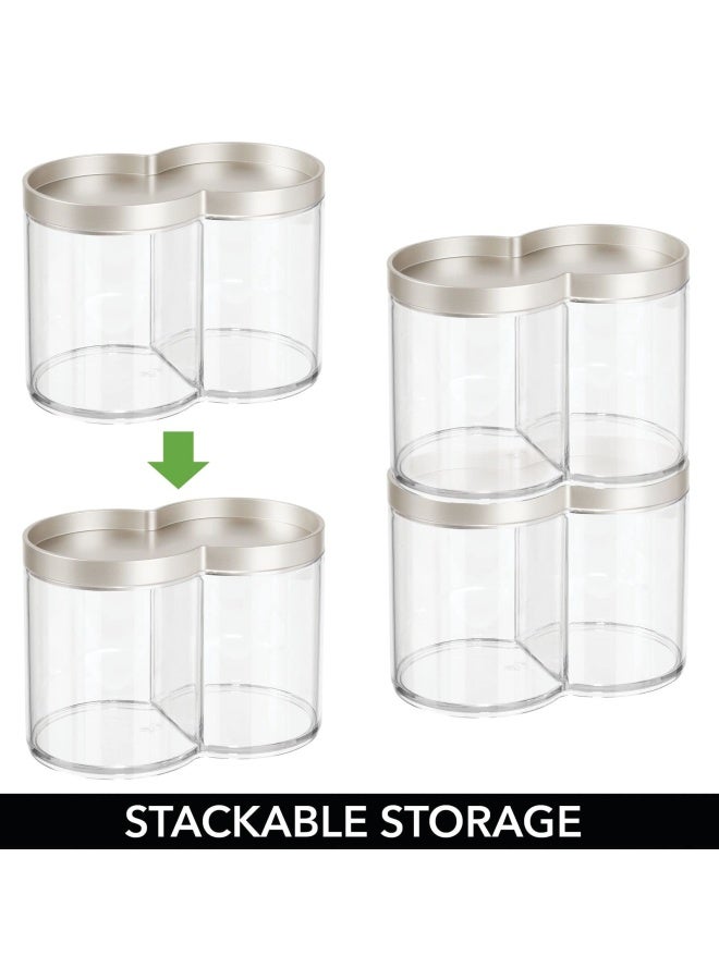 mDesign Plastic Canister Jar Organizer Set with Storage Lid Home Decor Holder for BathroomRestroom Vanity Countertop Cabinet Holds Cotton Balls Soap Lumiere Collection ClearMatte Satin - Image 4