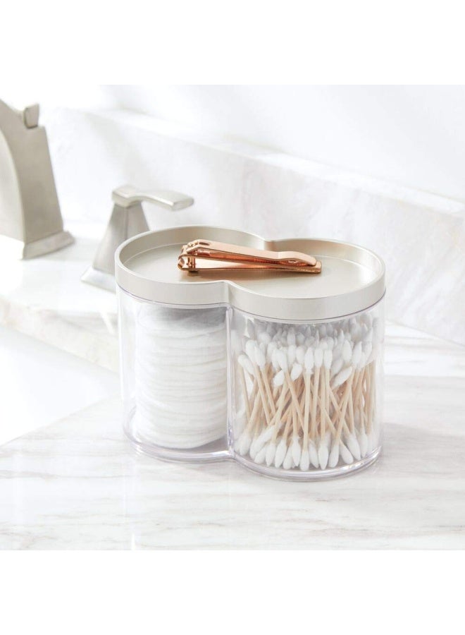 mDesign Plastic Canister Jar Organizer Set with Storage Lid Home Decor Holder for BathroomRestroom Vanity Countertop Cabinet Holds Cotton Balls Soap Lumiere Collection ClearMatte Satin - Image 2