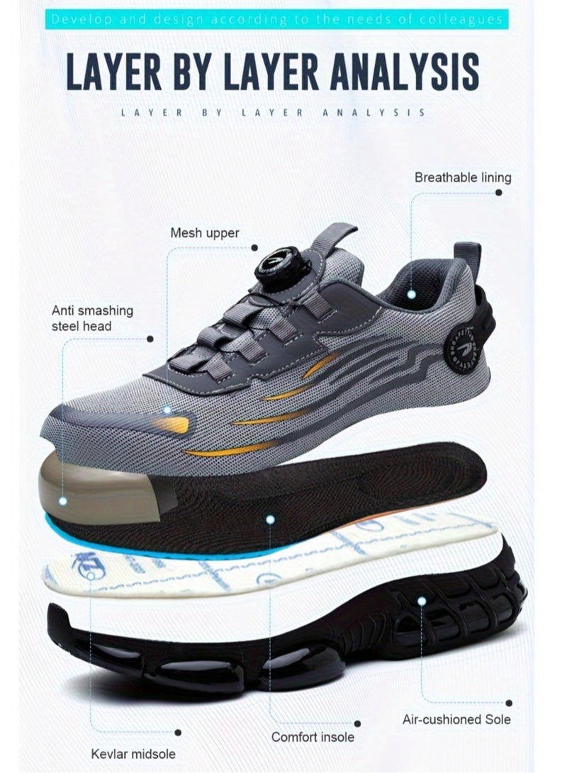 EVEREEN Unisex Professional Steel Toe Puncture Proof Work Boots Comfy Non Slip Cushioned Shock Absorption Safety Shoes Men's Outdoor Footwear - Image 3