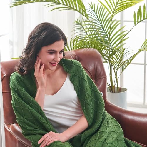 inhand Green Knitted Throw Blanket for Couch and Bed St Patricks Day Lucky Spring Gifts Throw for Her or Him Soft Farmhouse Woven Blanket with Tassel Lightweight Decorative 50x60 - Image 3