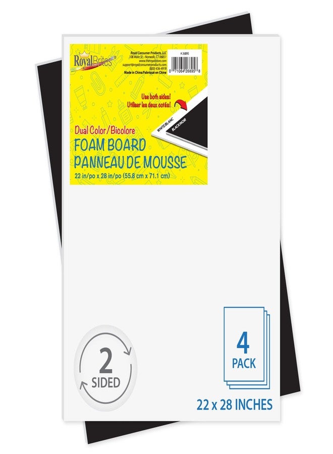 Royal Brites Dual Color Black/White Foam Board 22” x 28”, Sturdy & Lightweight 3/16" Thick Board for Art, Work Presentations, & School Projects, 4 Sheets - Image 1