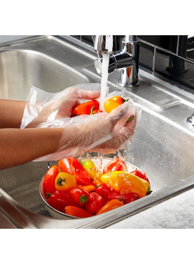Disposable Clear Large Plastic Gloves for Cooking Cleaning Kitchen Food Handling - Pack of 100 - Image 2