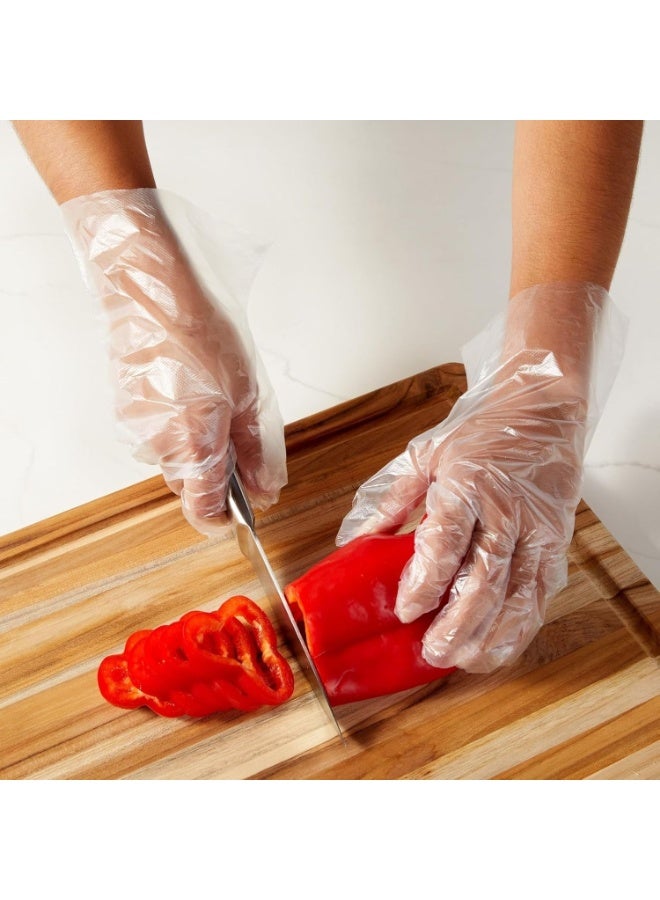 Disposable Clear Large Plastic Gloves for Cooking Cleaning Kitchen Food Handling - Pack of 100 - Image 3