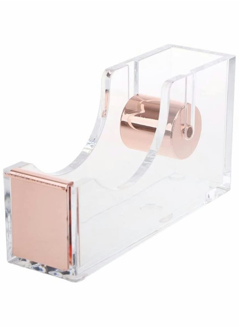KASTWAVE Acrylic Tape Dispenser, Modern Design Office Desktop Tape Dispenser Metal Core Tape Holder Gold Decorative Accessory  - Image 1