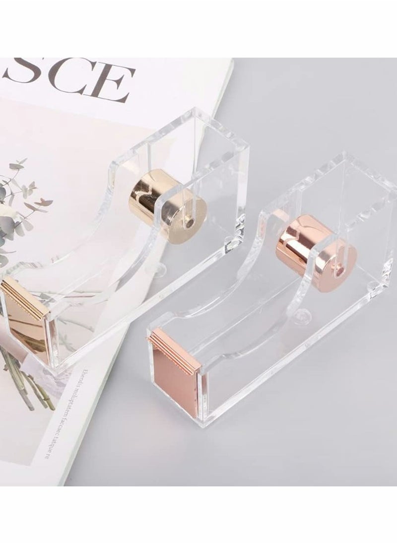 KASTWAVE Acrylic Tape Dispenser, Modern Design Office Desktop Tape Dispenser Metal Core Tape Holder Gold Decorative Accessory  - Image 4