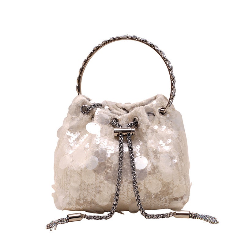 2023 New High-Grade Bag Women'S Bag Metal Tassel Sequined Evening Bag Portable Crossbody Bucket Lipstick Bag - Image 1