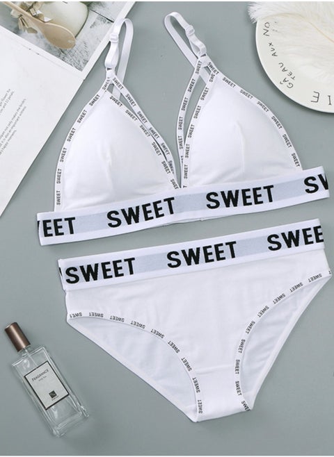 White Bikini Set with Wide Bottom and Bra