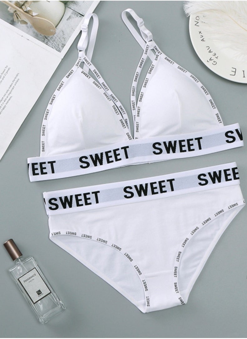 White Bikini Set with Wide Bottom and Bra