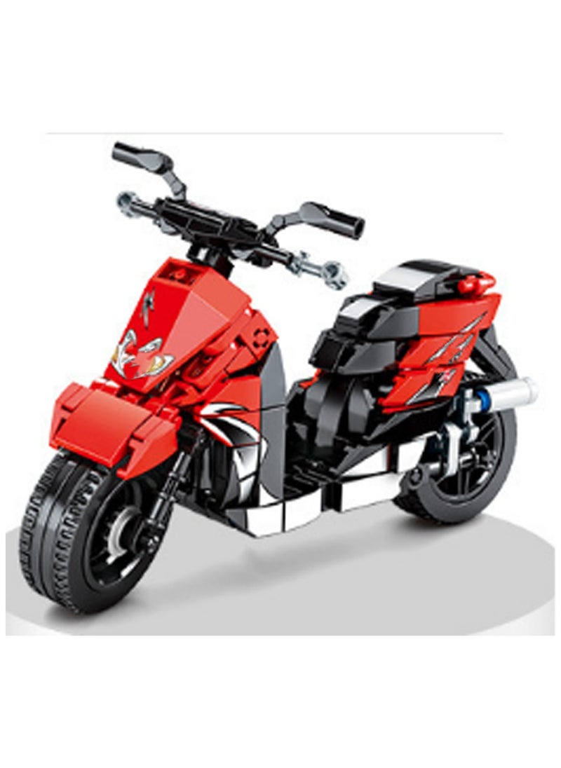268pcs Red Pedal Retro Motorcycle Building Toy Set; Build A Motorcycle Gift For Kids Aged 8+ Who Love Fast-Paced Vehicle Action  - Image 1