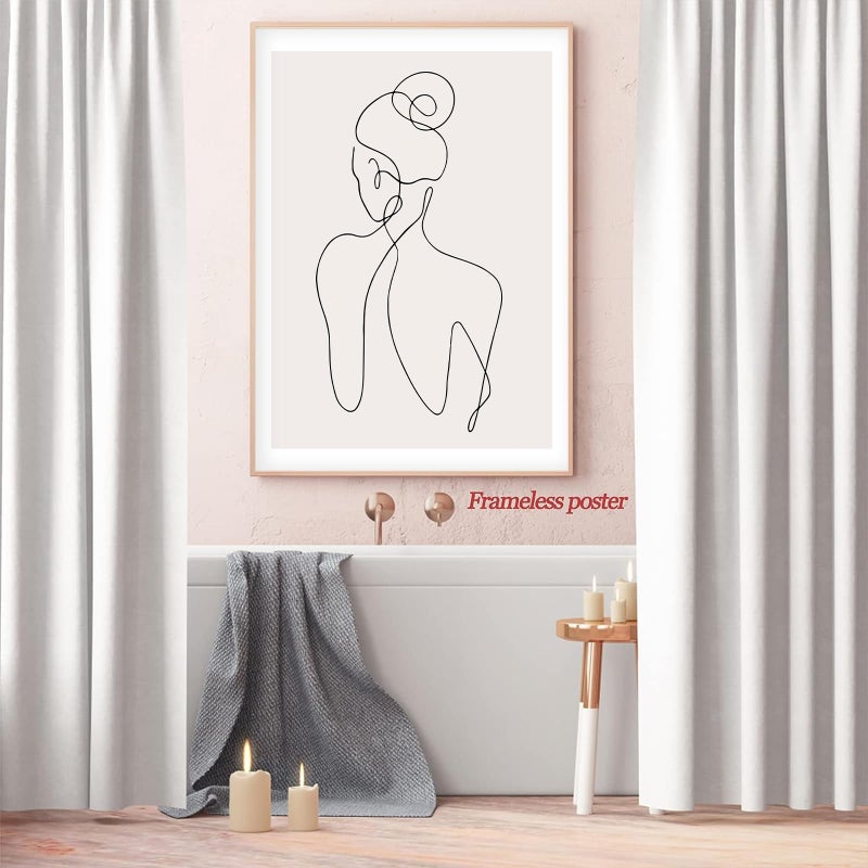 Woman Line Drawing Art Print Minimalist Feminine Line Wall Art Female Body Print Poster Modern Body Line Art Minimalist Abstract Prints Black White and Beige Poster for Bedroom16x24in No Frame