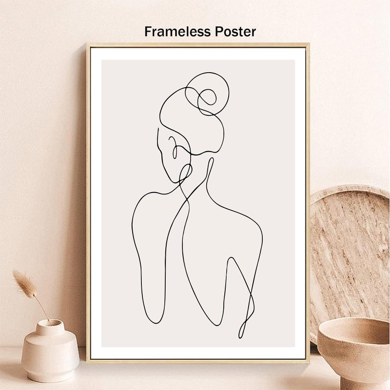 Woman Line Drawing Art Print Minimalist Feminine Line Wall Art Female Body Print Poster Modern Body Line Art Minimalist Abstract Prints Black White and Beige Poster for Bedroom16x24in No Frame