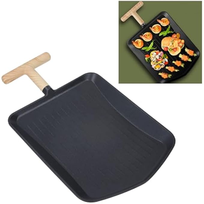 Jiawu Grill Pan Nonstick Square Cooking Grill Plate Aluminum Alloy Barbecue Griddle Plate Griddle Pan Grilling Skillet For Indoor  Outdoor Bbq Campfire - Image 3