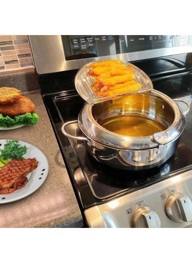2-in-1 frying pan with built-in thermometer – precise heat control with a strainer lid for perfectly crispy results. - Image 3