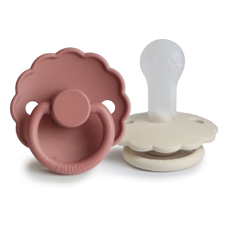 FRIGG Daisy SilkySoft Silicone Baby Pacifier | Made in Denmark | BPA-Free (Powder Blush/Cream, 6-18 Months) - Image 1