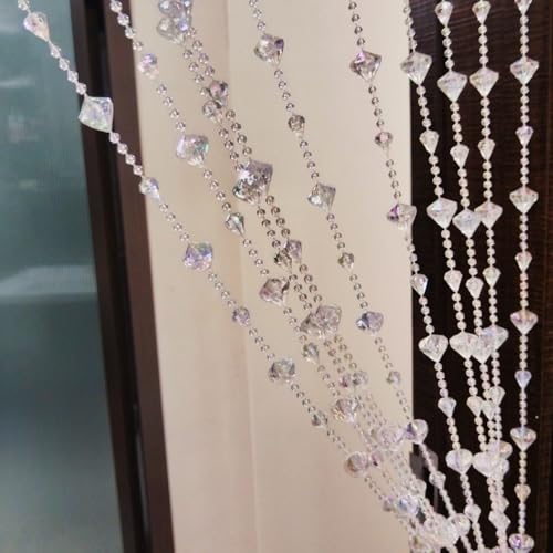 ave split Beaded Curtain Doorways Acrylic Hanging Door Beads String Curtains Tassel Room Divider Screen Decor for Doorway Window Living Room Wedding 053dzs (Shiny Transparent) - Image 1