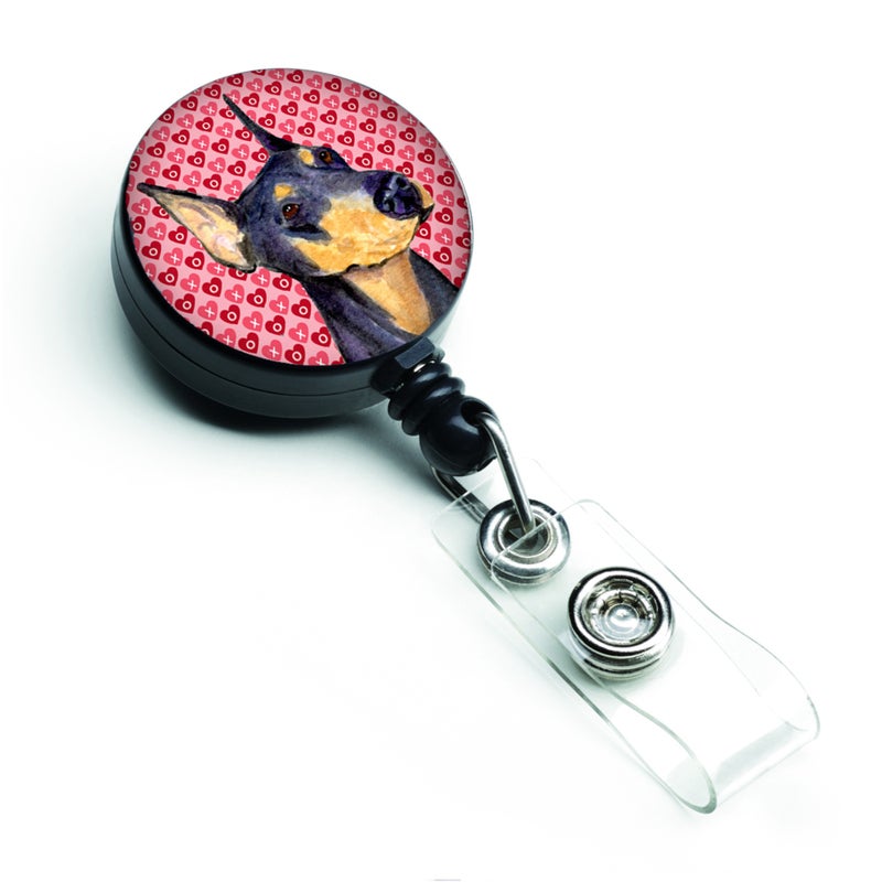 ""Caroline's Treasures Doberman Love Retractable Badge Reel or ID Holder with Clip  Multicolor (SS4495BR)""