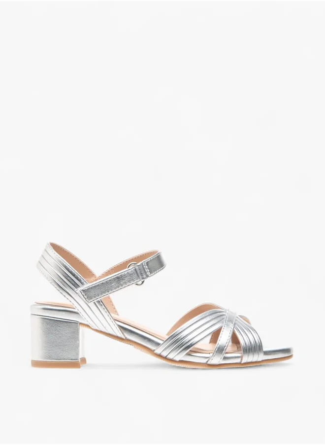 Celeste Girls Block Heeled Strappy Sandals With Hook And Loop Closure Ramadan Collection
