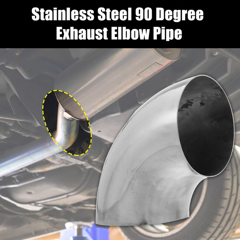 X AUTOHAUX X AUTOHAUX 1 Pcs OD 5 Inch 90 Degree Mandrel Bend Elbow SS304 Stainless Steel Bend Tube Exhaust Elbow Pipe for Car Modified Exhaust System 5" Piping Silver Tone - Image 2