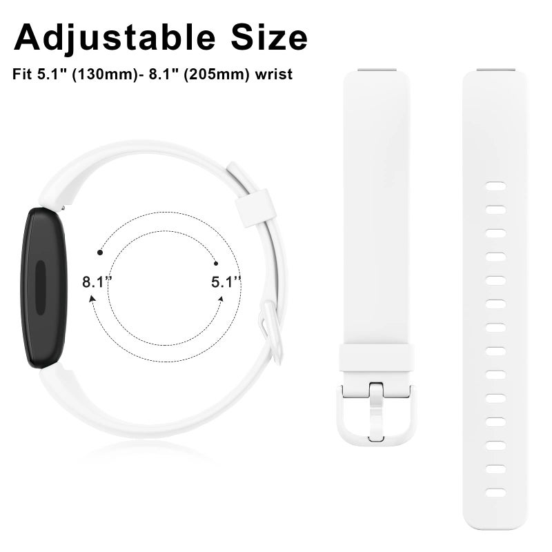 Mugust 3 Pack Silicone Bands Compatible with Fitbit Inspire 2 Bands for Women Men, Adjustable Replacement Sport Wristbands Straps for Fitbit Inspire 2 / Ace 3 (Black/Gray/White) - Image 2