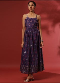 Abhishti Printed strappy fit and flare dress-violet  - Image 1