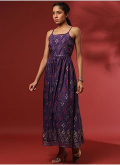 Abhishti Printed strappy fit and flare dress-violet  - Image 3