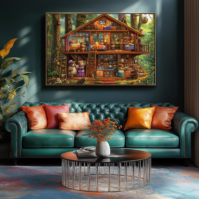 Blueforest 1000 Piece Jigsaw Puzzles for Adults & Seniors - Bear Family Treehouse Forest Puzzle, 27.5"x19.7" Adult Puzzle with Letters on Back, Home Decor Gift - Image 4