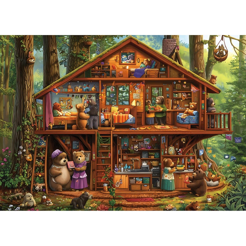 Blueforest 1000 Piece Jigsaw Puzzles for Adults & Seniors - Bear Family Treehouse Forest Puzzle, 27.5"x19.7" Adult Puzzle with Letters on Back, Home Decor Gift - Image 1