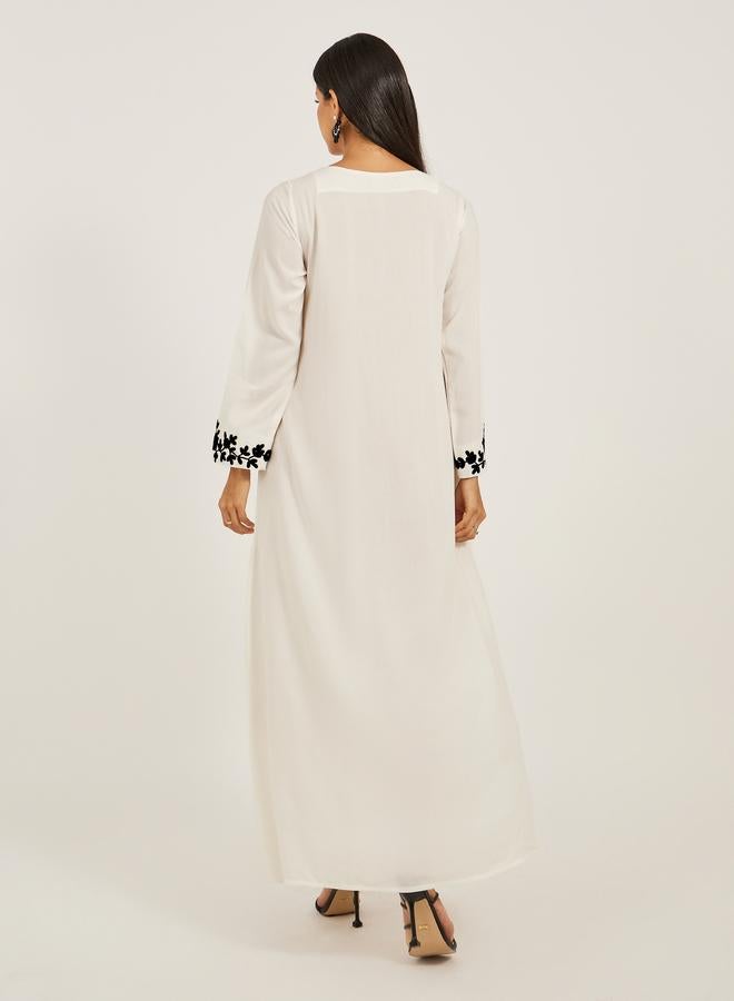 Maxim Creation Embroidered V-Neck A-Line Tiered Kaftan - Image 5