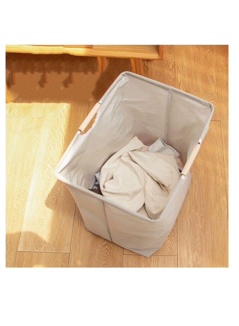 Portable Folding waterproof Fabric Laundry Basket - White - Image 2