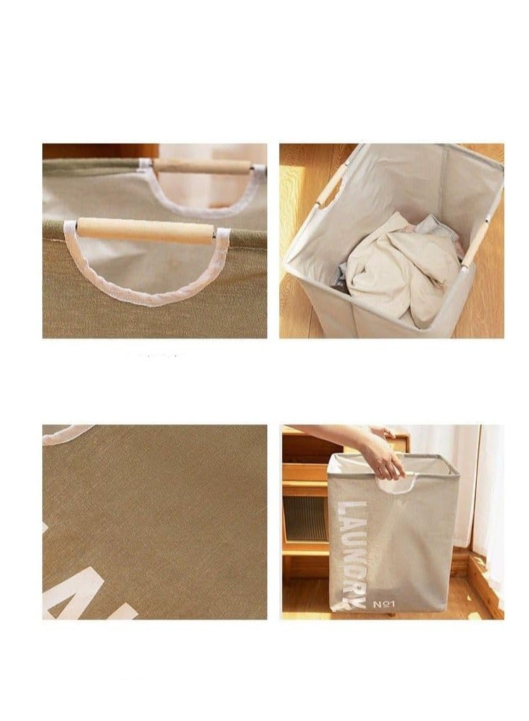 Portable Folding waterproof Fabric Laundry Basket - White - Image 3