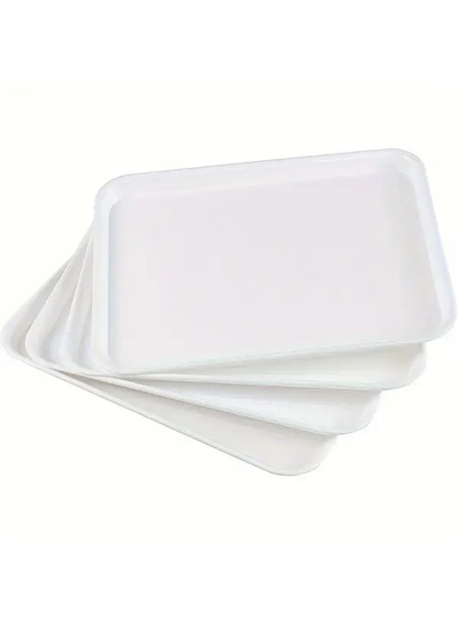 White Plastic Multipurpose Serving Trays 4 Pack for Parties Picnics - Image 1