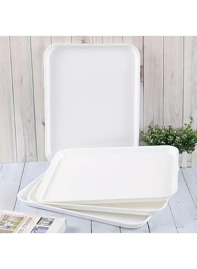 White Plastic Multipurpose Serving Trays 4 Pack for Parties Picnics - Image 2