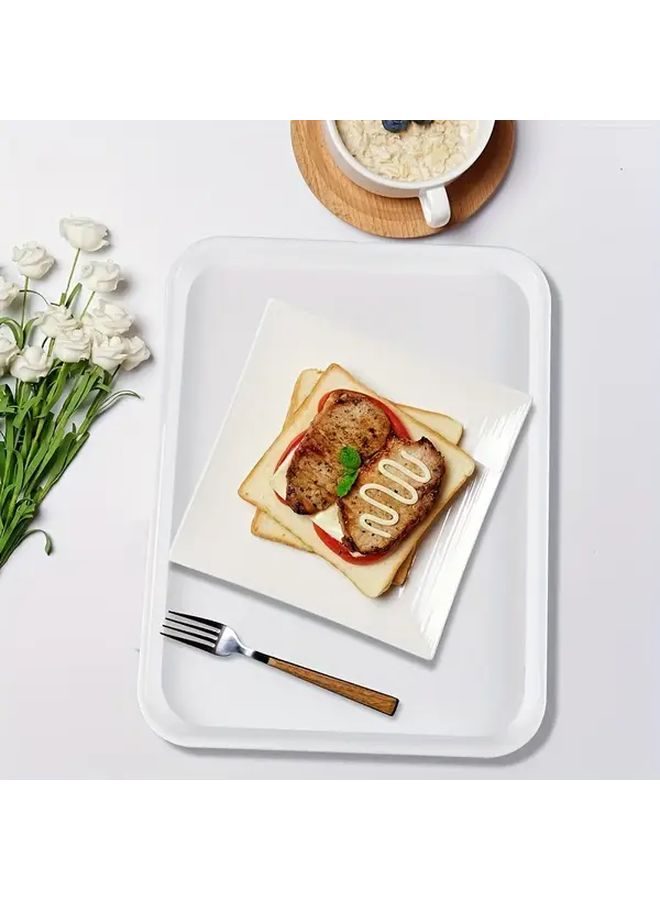 White Plastic Multipurpose Serving Trays 4 Pack for Parties Picnics - Image 3