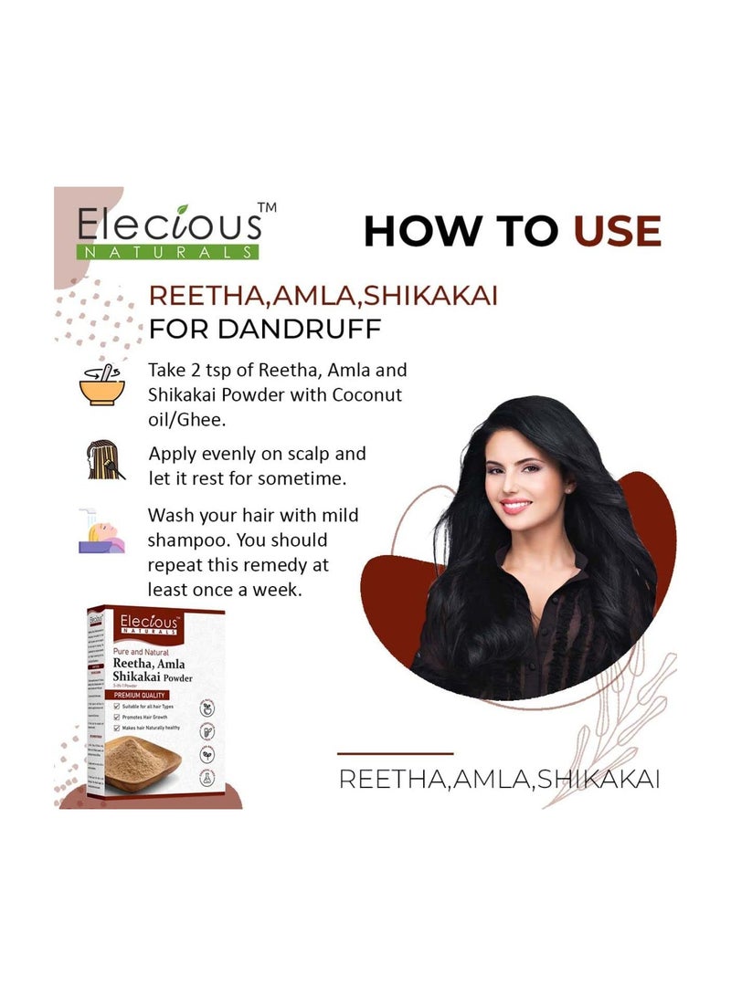 Elecious Naturals Amla, Reetha, Shikakai Powder for Hair - Image 3